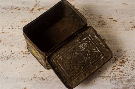 metal vintage box|old metal box.